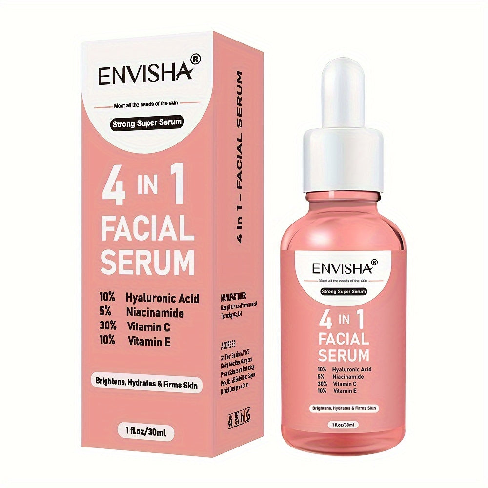 Facial care
30ml 4 In 1 Facial Serum, Contains Hyaluronic Acid, Niacinamide, Vitamin C & E, Moisturizing Nourishing Rejuvenating Facial Skin