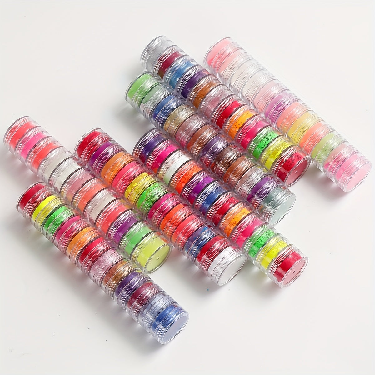 Nails
12-Piece Set of Transparent Round Containers with Colorful Glitter for Nail Art and Decoration