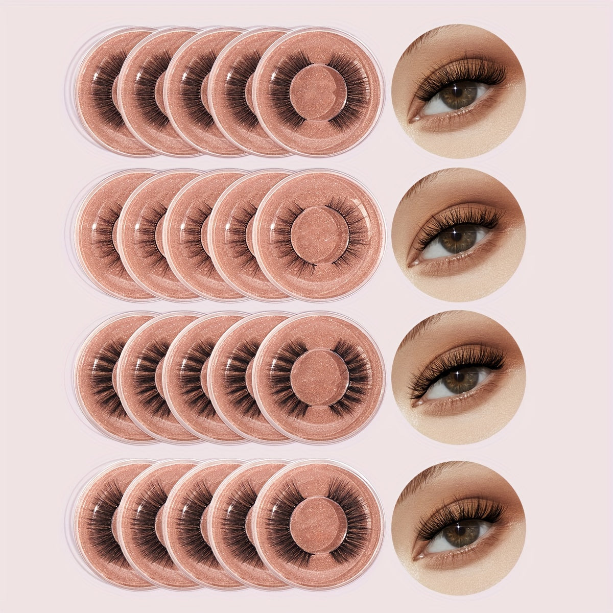 False Eyelashes
20 Pairs False Eyelashes Set Natural Slender Cross Fluffy Curling Style Mixed Eyelashes For Daily Portable Style