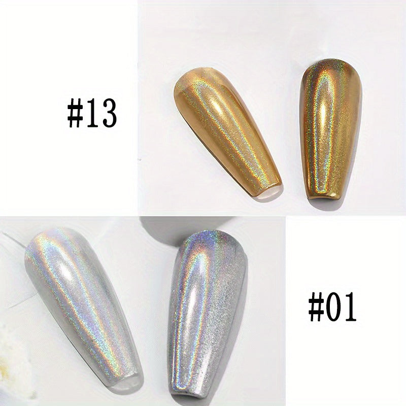 Nails
Nail Mirror Chrome Powder, Metallic Holographic Chrome Nail Powder, Nail Art Gel Polishing Chrome Flakes Pigment Dust Decorations Manicure