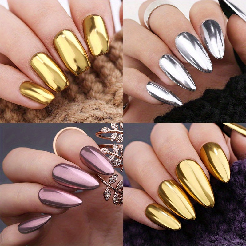 Nails
Nail Mirror Chrome Powder, Metallic Holographic Chrome Nail Powder, Nail Art Gel Polishing Chrome Flakes Pigment Dust Decorations Manicure