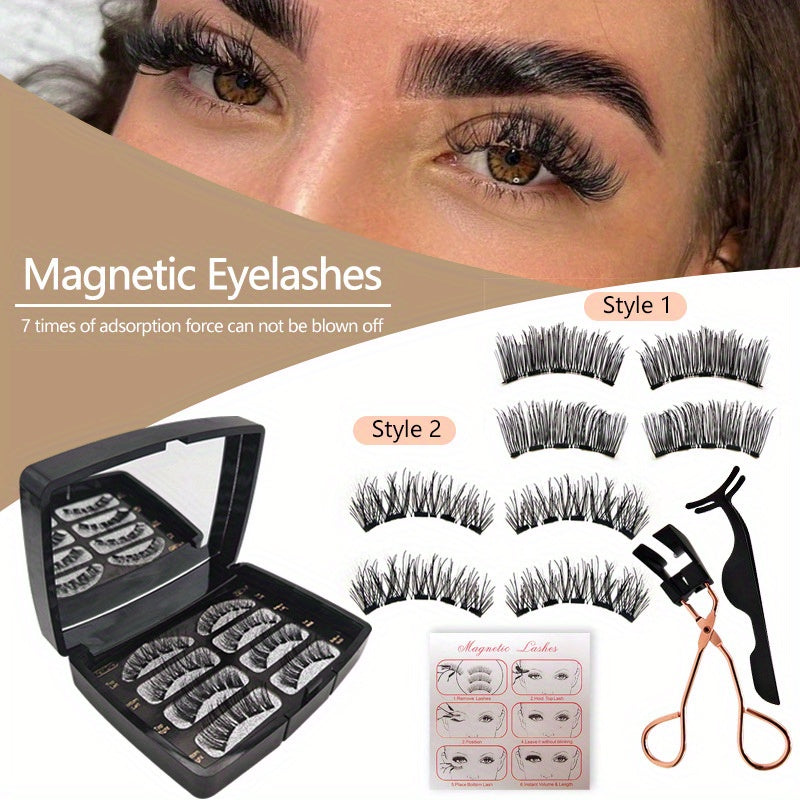 False Eyelashes
Magnetic Eyelashes Set With Appliactor, 5-Magnet Natural Look False Lashes Kit, Reusable False Eyelashes With Eye Lash Tweezer, Beauty Eye Makeup Accessory
