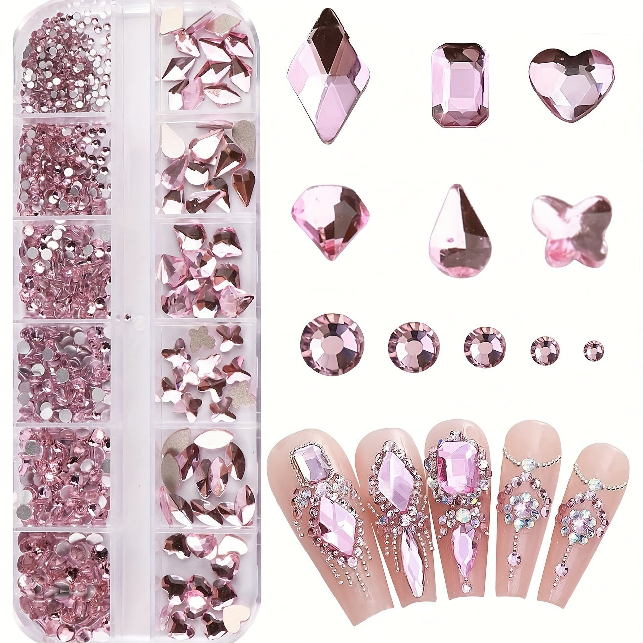 Nails
Assorted Flatback Nail Art Rhinestones Kit, Mixed Shapes & Sizes Rhinestone Set For DIY Nails, Shoes, Clothes, Makeup, Bags Decoration – 3D Nail Art Accessories