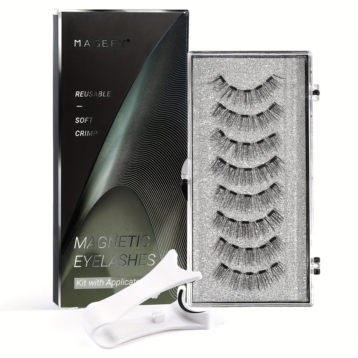 False Eyelashes
2 Pairs Of Magnetic False Eyelashes With Applicator, Cat Eye Lashes, No Glue, Reusable Magnetic Lashes, Natural And Thick, Suitable For Daily Parties