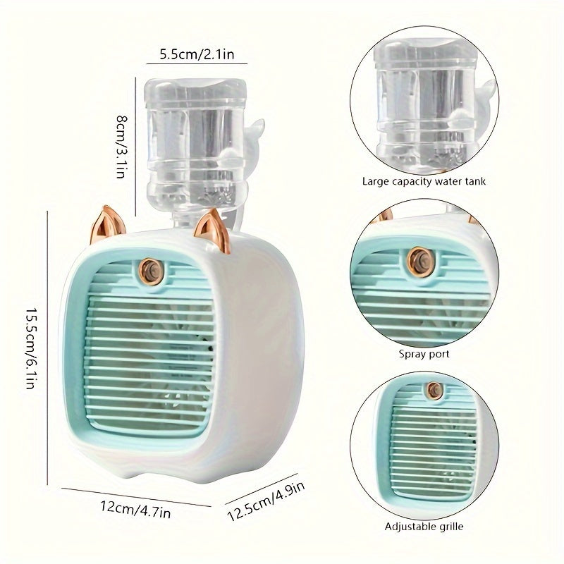 Beauty Tools
Air Conditioning Fan, Electric Desktop Humidifying Fan With Cool Wind, USB Rechargeable, Humidifying Spray Fan With 3-speed
