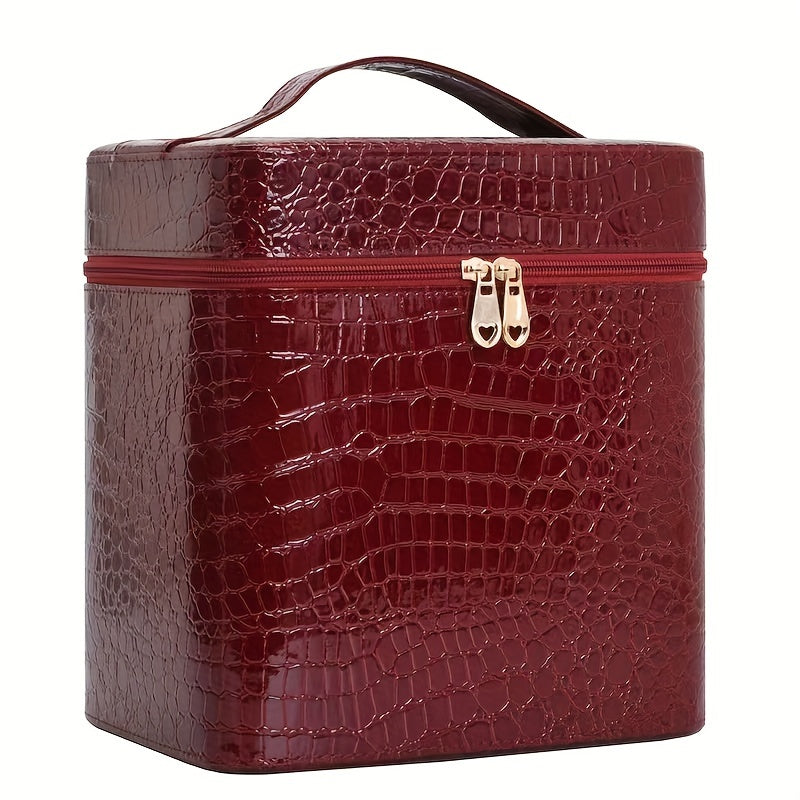 Makeup bags & Storage
1pc Crocodile Pattern Makeup Case With Handle Large Capacity Zipper Cosmetic Train Case Travel Organizer For Makeup Artist Women