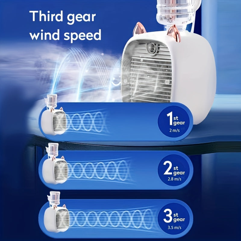 Beauty Tools
Air Conditioning Fan, Electric Desktop Humidifying Fan With Cool Wind, USB Rechargeable, Humidifying Spray Fan With 3-speed