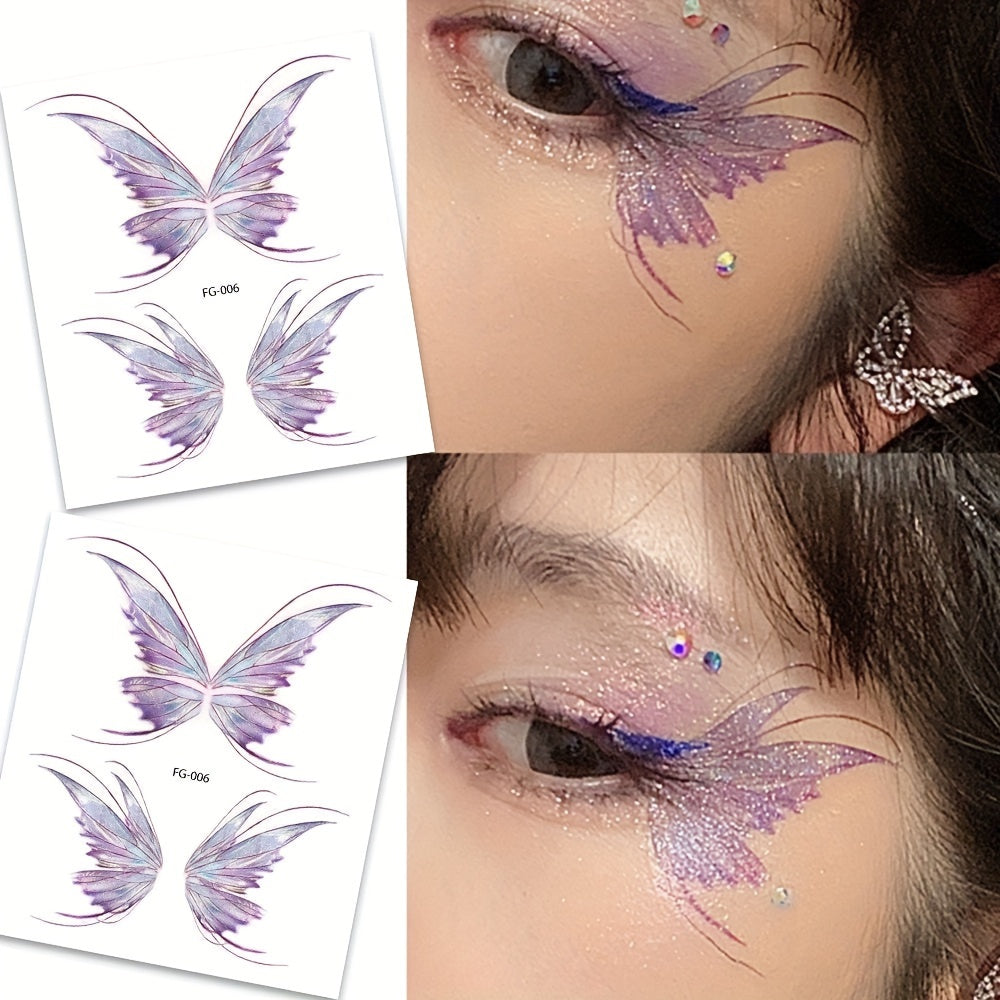Temporary Tattoos
Glitter Butterfly Temporary For Women, 4pcs Fake Colorful Glitter Flower Butterfly Wings Rose Makeup Tattoo Waterproof Face Eye Birthday Party Decorations Gifts