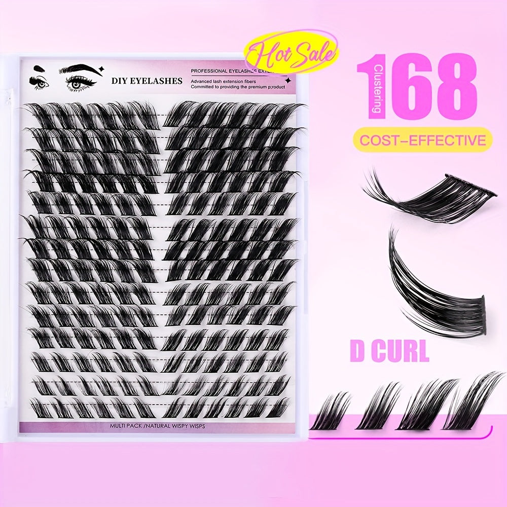 False Eyelashes
168 Pcs Fox Eye Slant Flying False Eyelashes DIY Cluster Single False Eyelashes For Natural Look Lash Extension