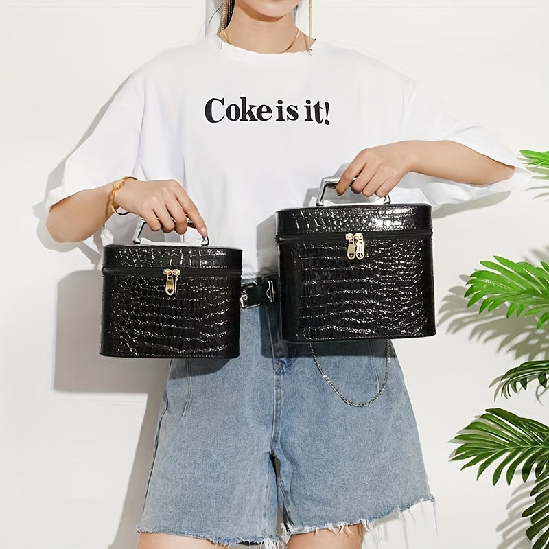 Makeup bags & Storage
1pc Crocodile Pattern Makeup Case With Handle Large Capacity Zipper Cosmetic Train Case Travel Organizer For Makeup Artist Women