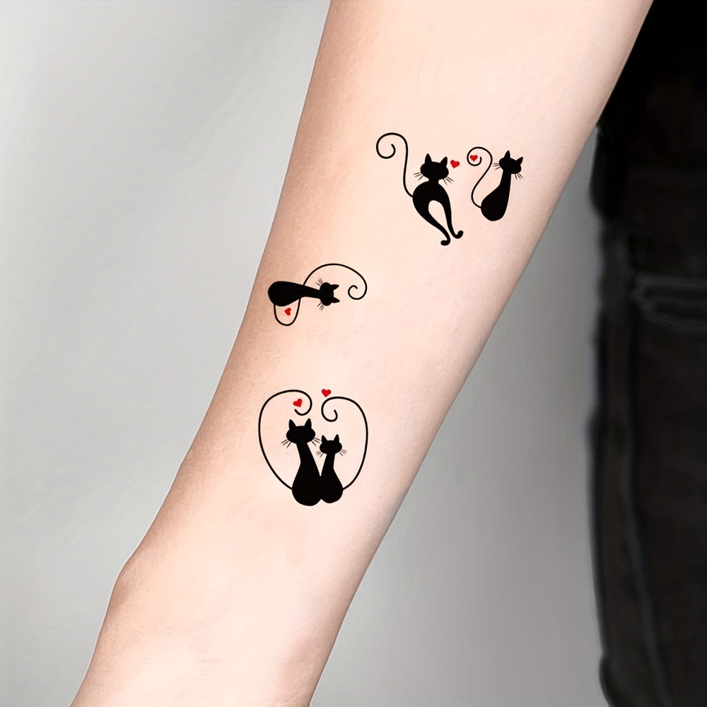 Temporary Tattoos
2 Pcs Cute Heart Black Cat Couple Waterproof Temporary Tattoo Stickers Animal Body Art Hand Arms Legs Waist Men Women Fake Tattoos