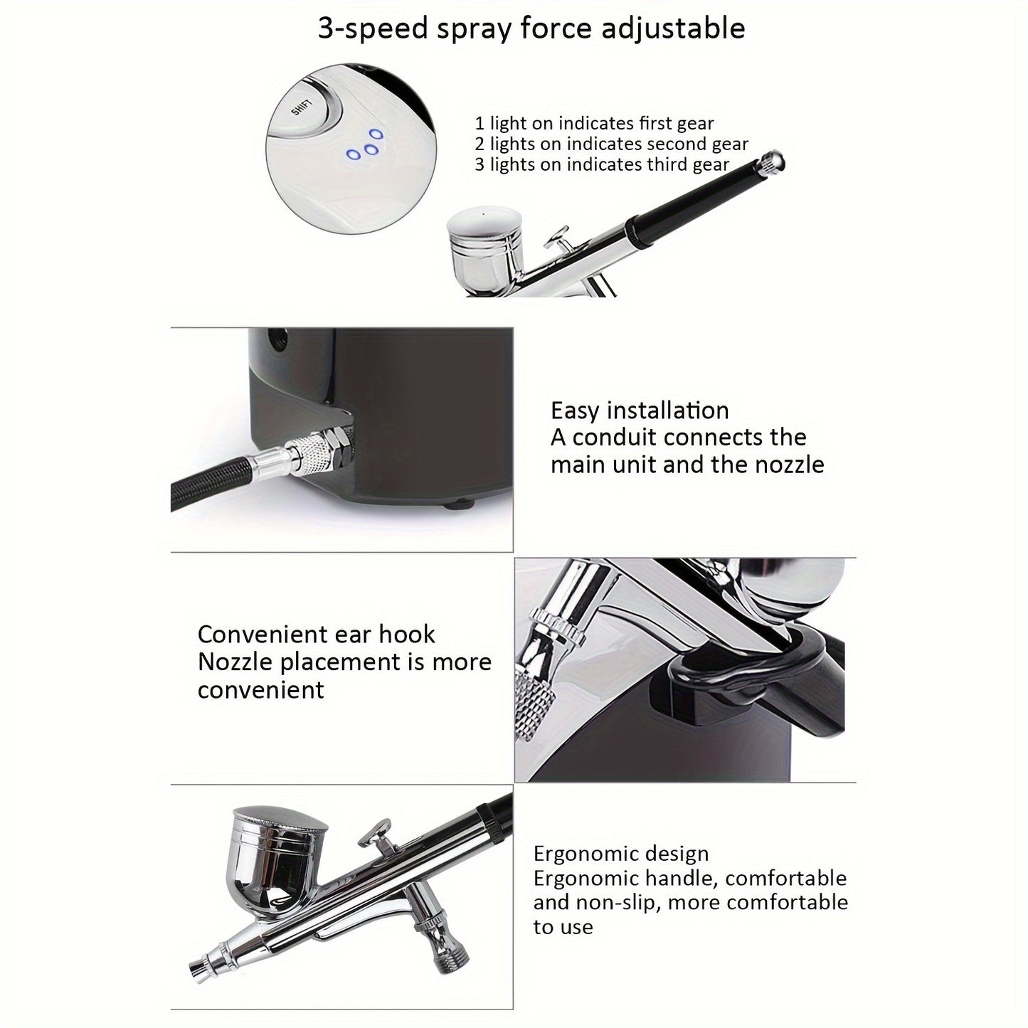 Beauty Tools
1 Set Mini Airbrush Kit With Portable Air Brush Compressor Set, Dual - Action Gravity Feed Air Brushes For Painting, Craft, Hobby, Cake Decorating, Hydrating And Beauty