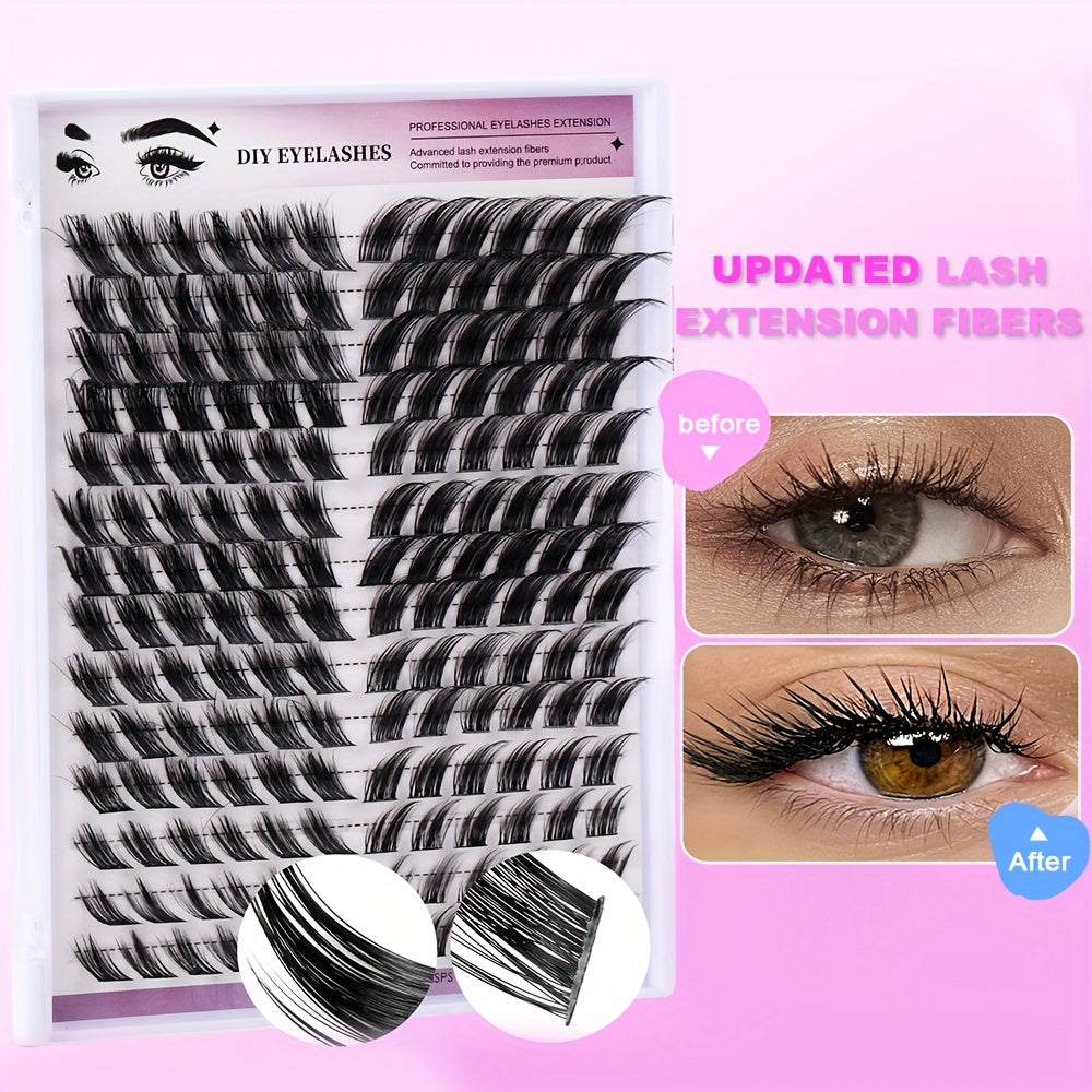 False Eyelashes
168 Pcs Fox Eye Slant Flying False Eyelashes DIY Cluster Single False Eyelashes For Natural Look Lash Extension