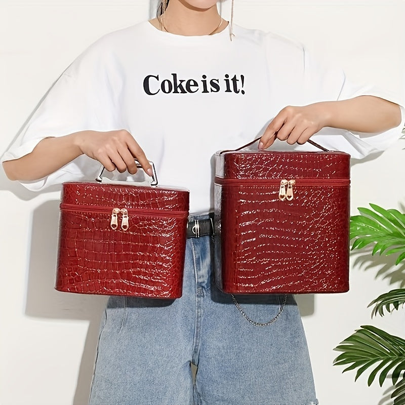 Makeup bags & Storage
1pc Crocodile Pattern Makeup Case With Handle Large Capacity Zipper Cosmetic Train Case Travel Organizer For Makeup Artist Women