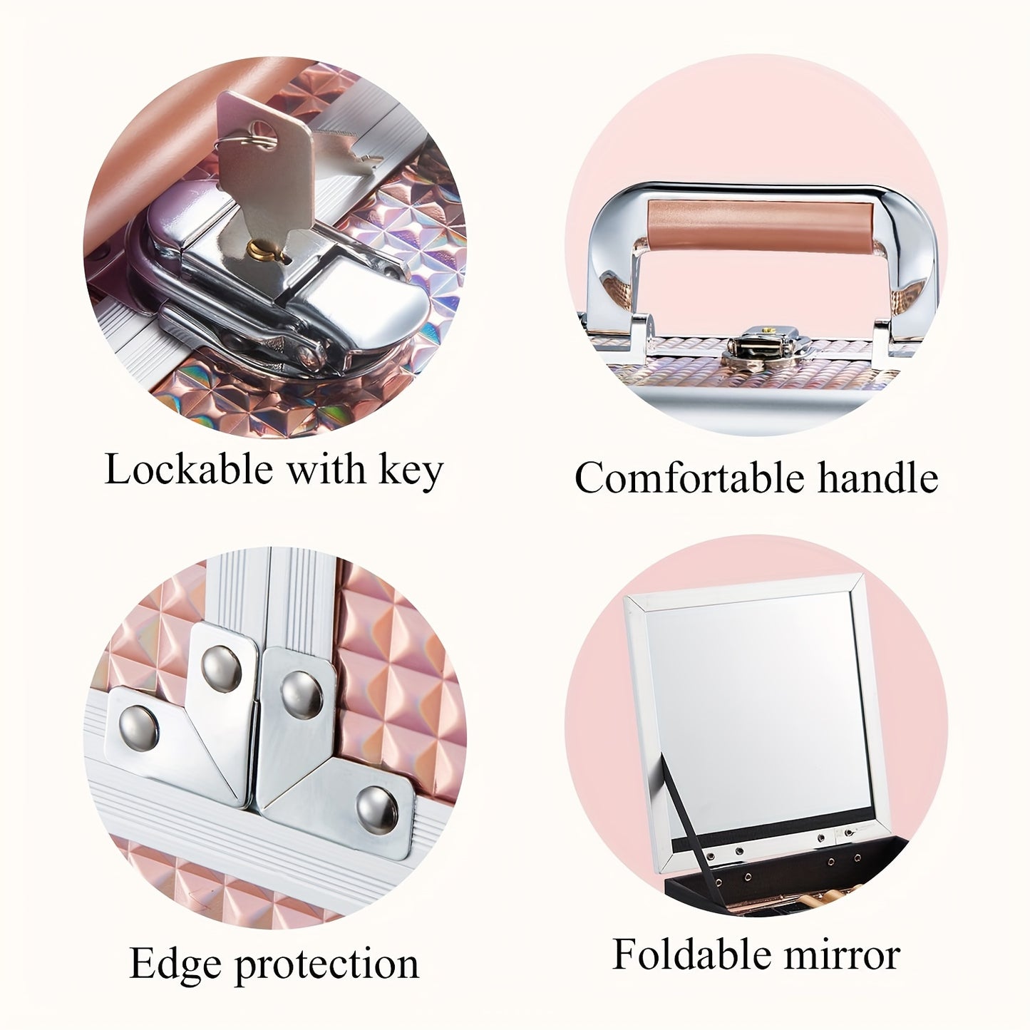 Makeup bags & Storage
Three Layers Makeup Case With Mirror, Portable Makeup Case With Handle Training Case Cosmetic Tools Nail Art Supplies And Craft Bag, Gift For Women