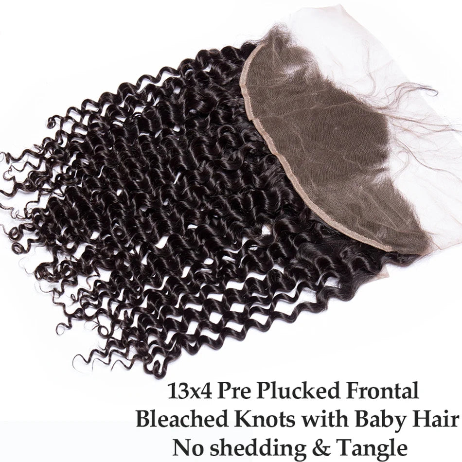 Hair Extensions and Wigs
Deep Wave Human Hair Bundles With 13x4 Transparent HD Lace Frontal Brazilian Extensions Weave 3 4 Bundles With Closure for Women