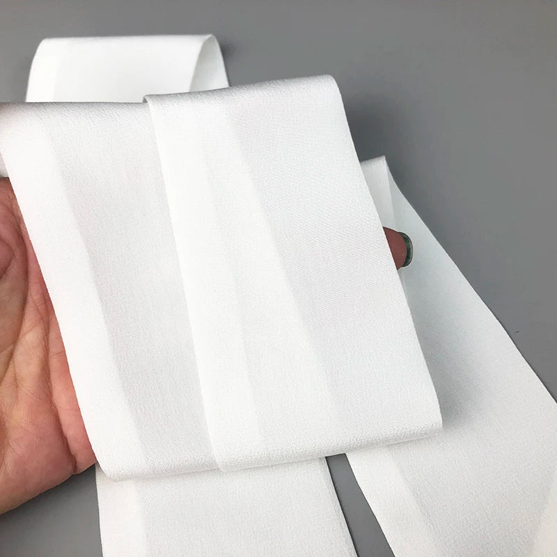High Quality High Quality 100% Silk Scarves Two Layer Fashion Crepe De Chine Natural White Silk Head Scarf Women's Bandeau Cute Bag Ribbon