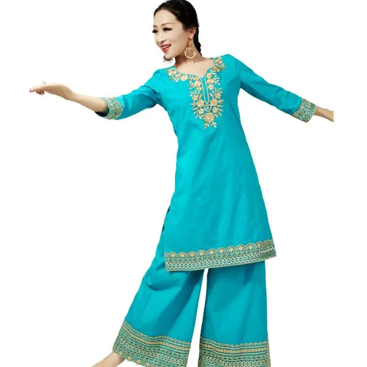 India and Pakistan Clothing
New India Traditional Tops For Woman Ethnic Styles Print Sets Cotton Daily Elegent Lady Top Pants Two Pieces