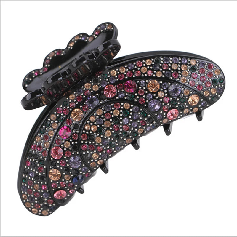 Elegant Look Luxury Full Rhinestone Hair Claws Acetate Hair Accessories For Women Large Long Crab Clasp Hair Jewelry Bath Clips Hairpins