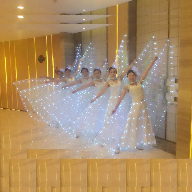 dancers
Fluorescent butterfly dance LED wings Children's Wear An adult dance LED Cloak LED luminous dance skirt Belly Dance Costume