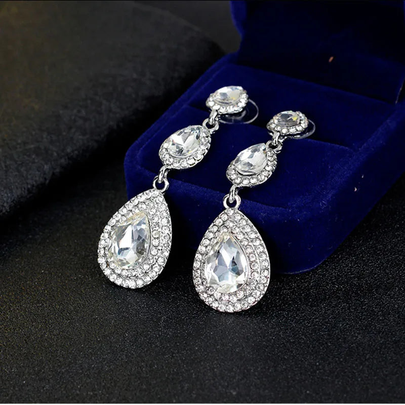 Earring TREAZY Luxury Champagne Crystal Earrings Gold Color Jewelry Fashion Female Bricons Wedding Long Big Drop Earrings For Women