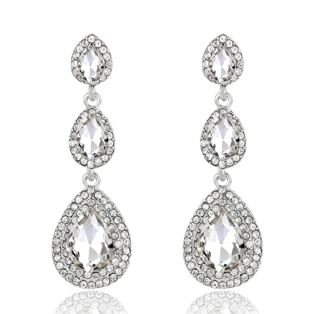 Earring TREAZY Luxury Champagne Crystal Earrings Gold Color Jewelry Fashion Female Bricons Wedding Long Big Drop Earrings For Women