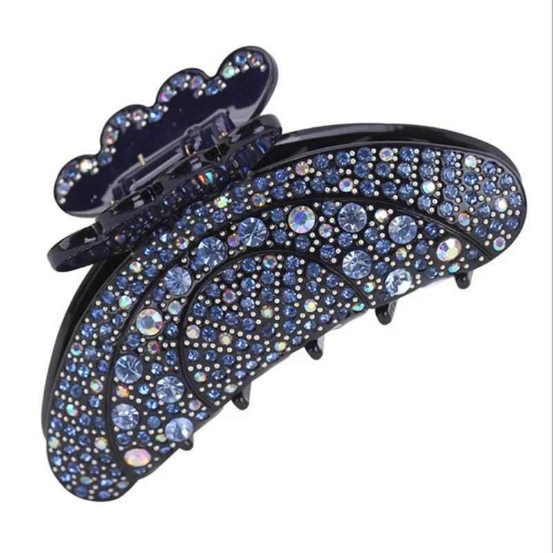 Elegant Look Luxury Full Rhinestone Hair Claws Acetate Hair Accessories For Women Large Long Crab Clasp Hair Jewelry Bath Clips Hairpins