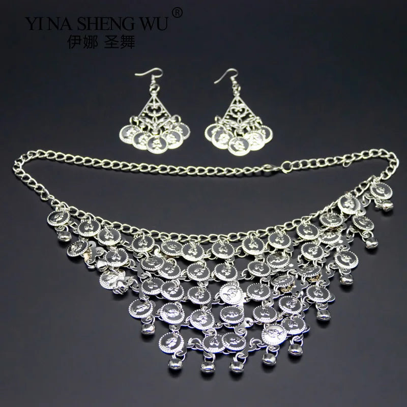 dancers
Belly Dance Vintage Bohemian Indian Jewelry Professional Performance Dance Necklace Earrings For Women Coin Ornaments Accessorie