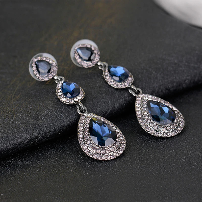 Earring TREAZY Luxury Champagne Crystal Earrings Gold Color Jewelry Fashion Female Bricons Wedding Long Big Drop Earrings For Women