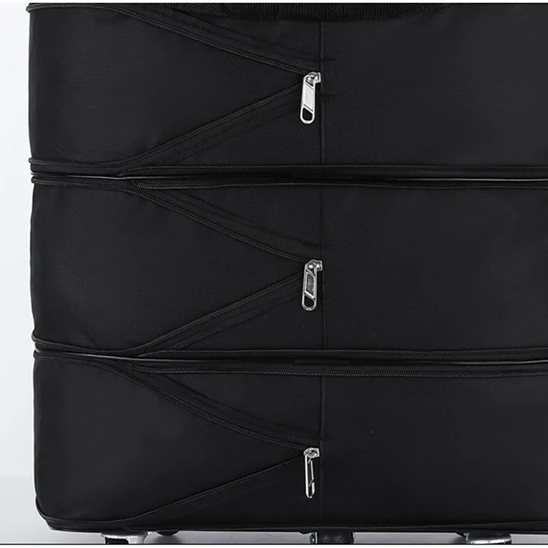 Travel Bag 27 32 42Inch Travelling Pack Wheels For Women Men Expandable Foldable Trolley Luggage Versatile Black Suitcase For Weekend Trip