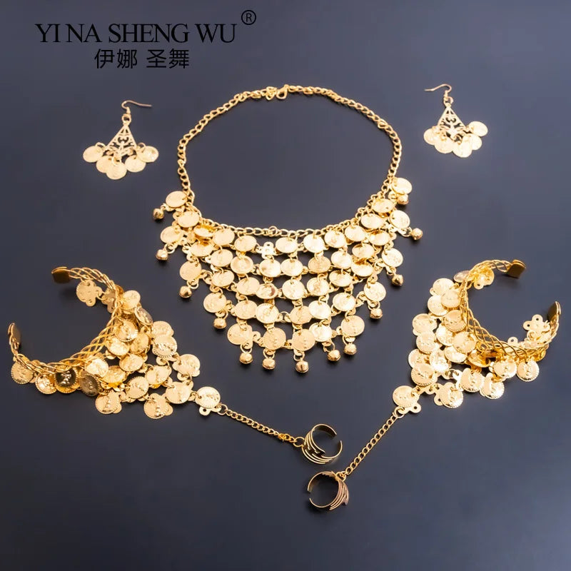 dancers
Belly Dance Vintage Bohemian Indian Jewelry Professional Performance Dance Necklace Earrings For Women Coin Ornaments Accessorie