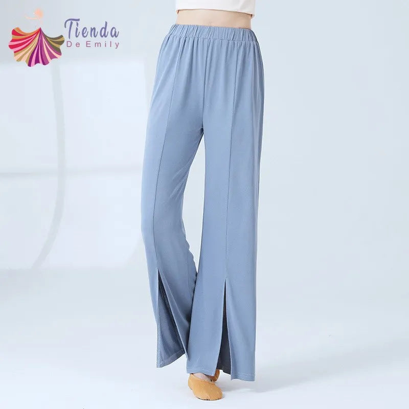 Exotic
Wholesale Adult Dance Pants A Line Straight Copper Ammonia Silk Trousers Front Split Sexy Stage Clothes Women Classical Dancing