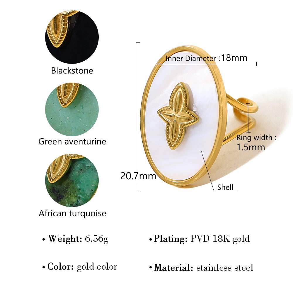 Luxury Rings WILD & FREE 2024 NEW IN Stainless Steel Rings for Women Vintage Natural Stone Luxury Statement anillos Jewelry Waterproof