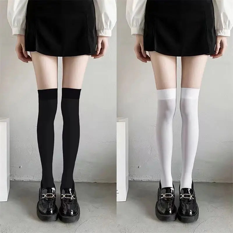Stockings
Soild Color Black White Socks for Women Cute Lolita Sweet Thin Legging Ladies Girls Sexy Stockings Women