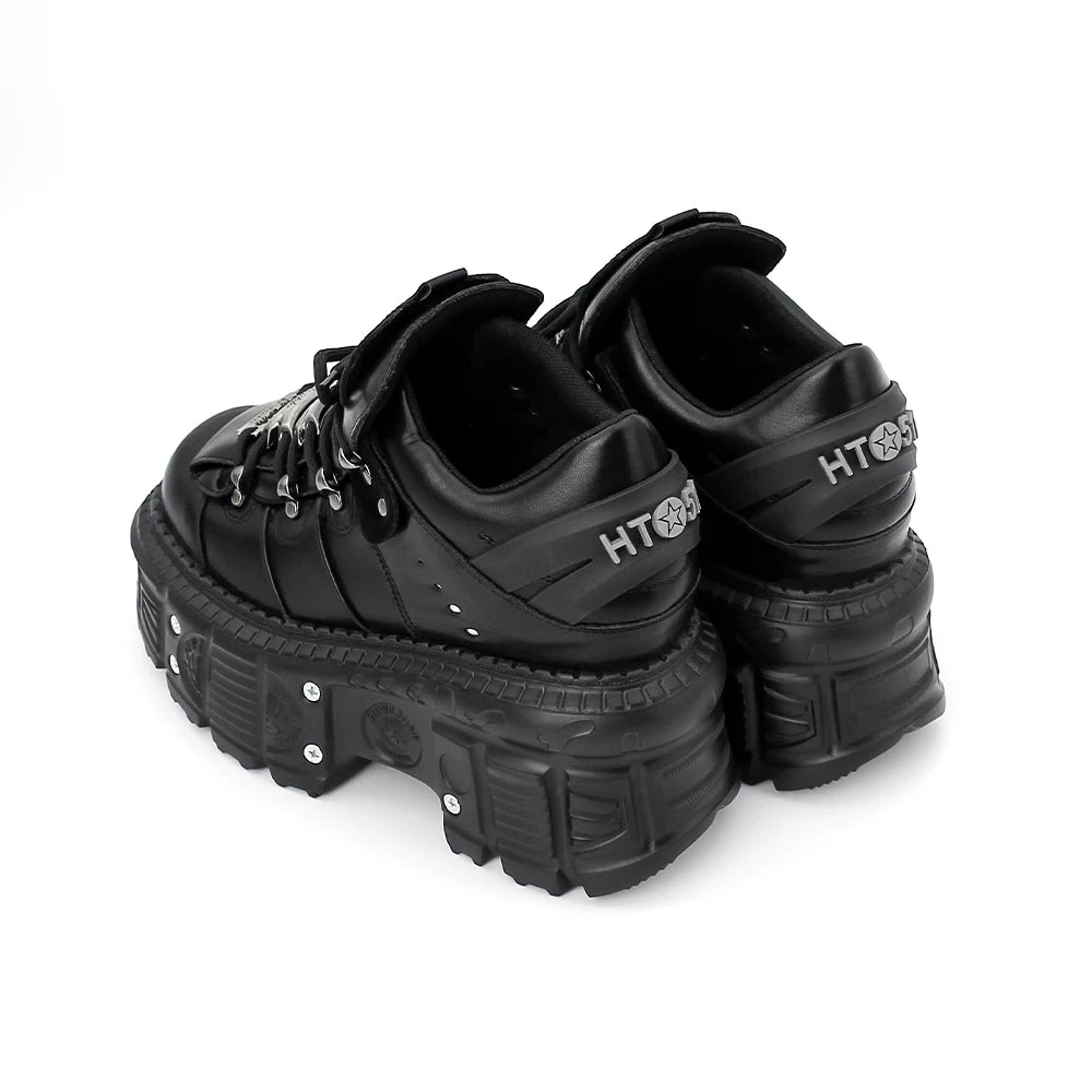 Sneaker women Lace-up Heel Height 6CM Platform Shoes Woman Gothic Ankle Rock Boots Metal Decor Woman Sneakers