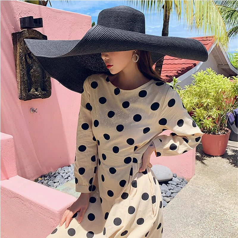Hat 70cm Oversized Wide Brim Sun Hat Travel Large UV Protection Beach Straw Hats Women's Summer Floppy Foldable Chapeaux Wholesale