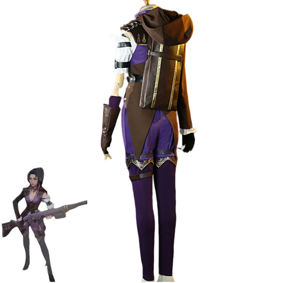 Exotic
Game LOL Caitlyn Kiramman Sheriff of Piltover Cosplay Costume Small Cake Coat Uniform Boot Wig Woman Sexy Carnival Suit