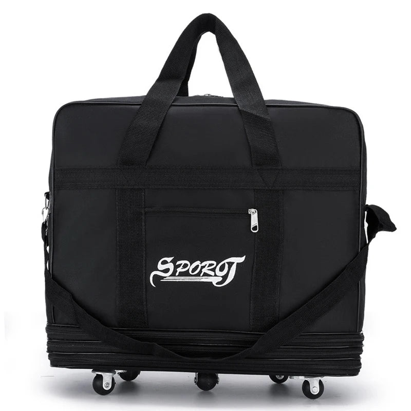Travel Bag 27 32 42Inch Travelling Pack Wheels For Women Men Expandable Foldable Trolley Luggage Versatile Black Suitcase For Weekend Trip