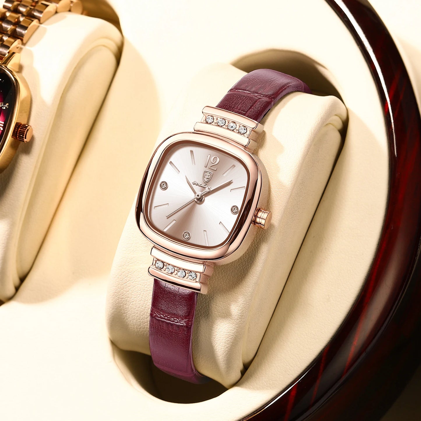Women Watch POEDAGAR Women Watches Fashion Square Diamond Leather Quartz Watch Top Brand Luxury Waterproof Ladies Wristwatch Girlfriend Gift