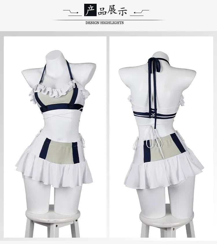 Exotic
Game FF VII Tifa Swimsuit Game FF7 Cosplay Remake Tifa Sexy Halter Women Beach Bathing Swimming Sui Costume Headwear Wig Women