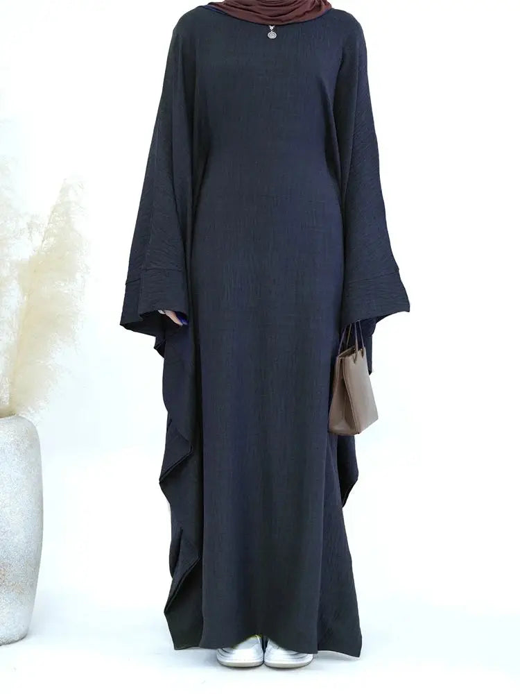 Ramadan Dubai Women Cotton Linen Khimar Abaya Saudi Arabia Turkey Islam Muslim Maxi Modest Dress Kebaya Robe Femme Musulmane