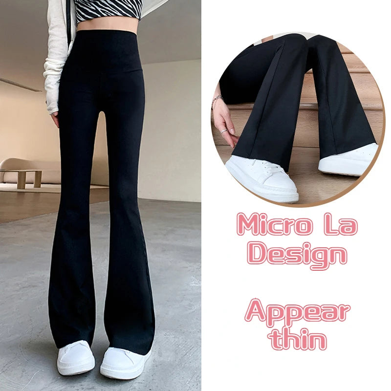 Pants Slim High Waist Solid Sexy Shark Flare Pants Fashion Casual Streetwear Elastic Butt Lift Skinny Leggings