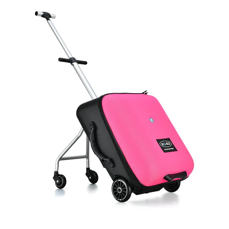 Travel Bag New design lazy baby sit on scooter luggage kids carry on travel suitcase bag boarding skateboard creative trolley case