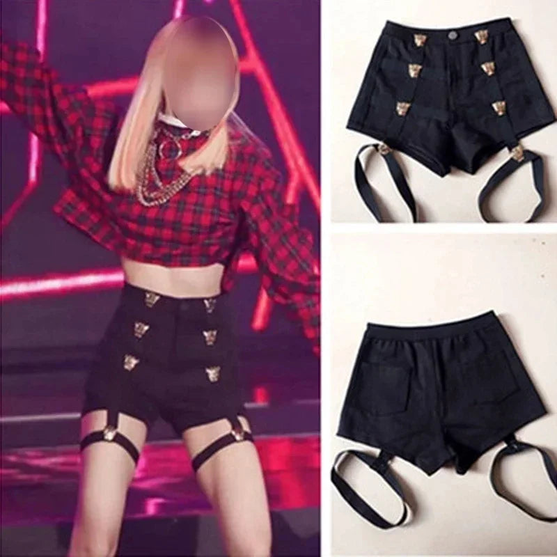 Exotic
Pole Dance Costume Adult Female Jazz Clothing Pole Dance Shorts Sexy Elastic High Waist Korean Girl Group Pants Rave Clothes