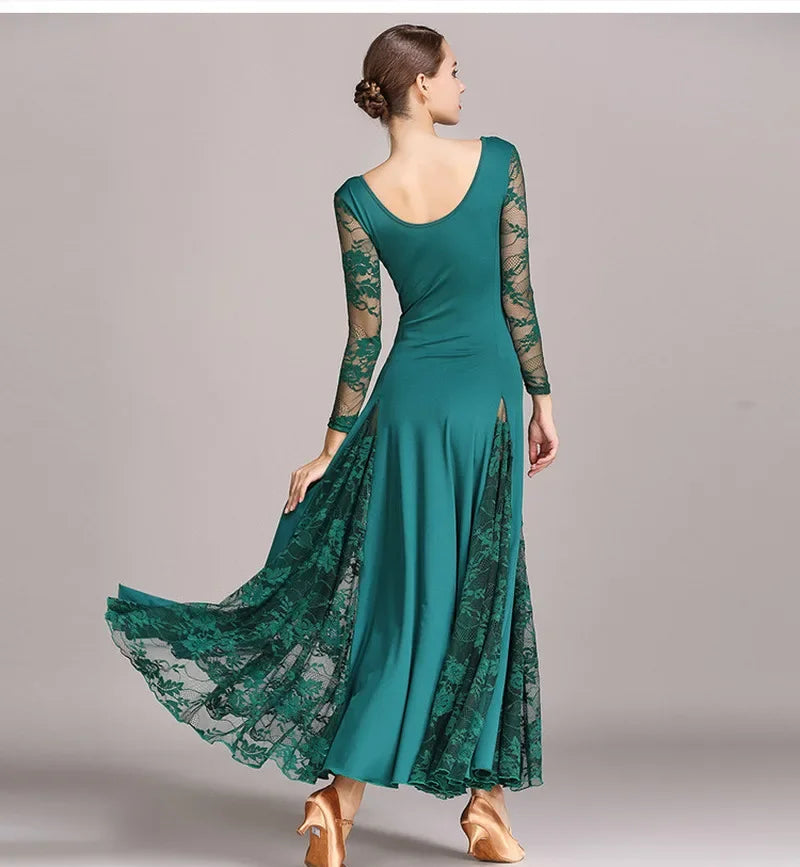 dancers
NEW Latin Ballroom Dance Dress Modern Waltz Tango Standard Lace Dress #S9010 evening dresses