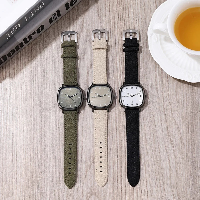 Women Watch Vintage Square Dial Leather Belt Wristwatch Brand Quartz Watch Youth Student Watch Casual Fashion Men Women Gift Clock Wholesale