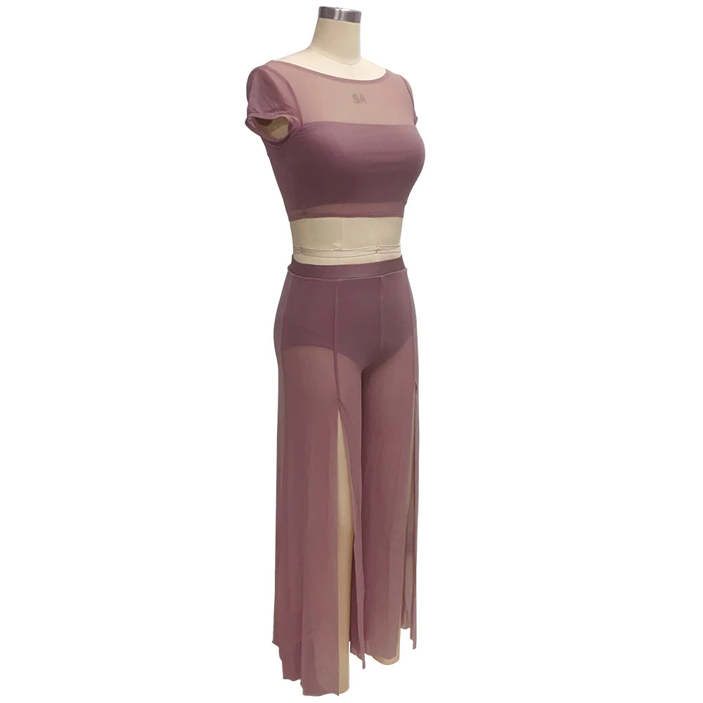dancers
Old Version Inventory Cleared Lyrical Dance Wear for Women Girls Crop Top Wide Leg Pants 2piece Set Performance Costume Outfit