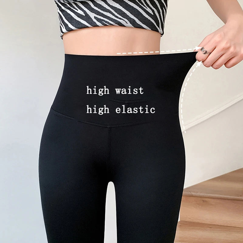 Pants Slim High Waist Solid Sexy Shark Flare Pants Fashion Casual Streetwear Elastic Butt Lift Skinny Leggings