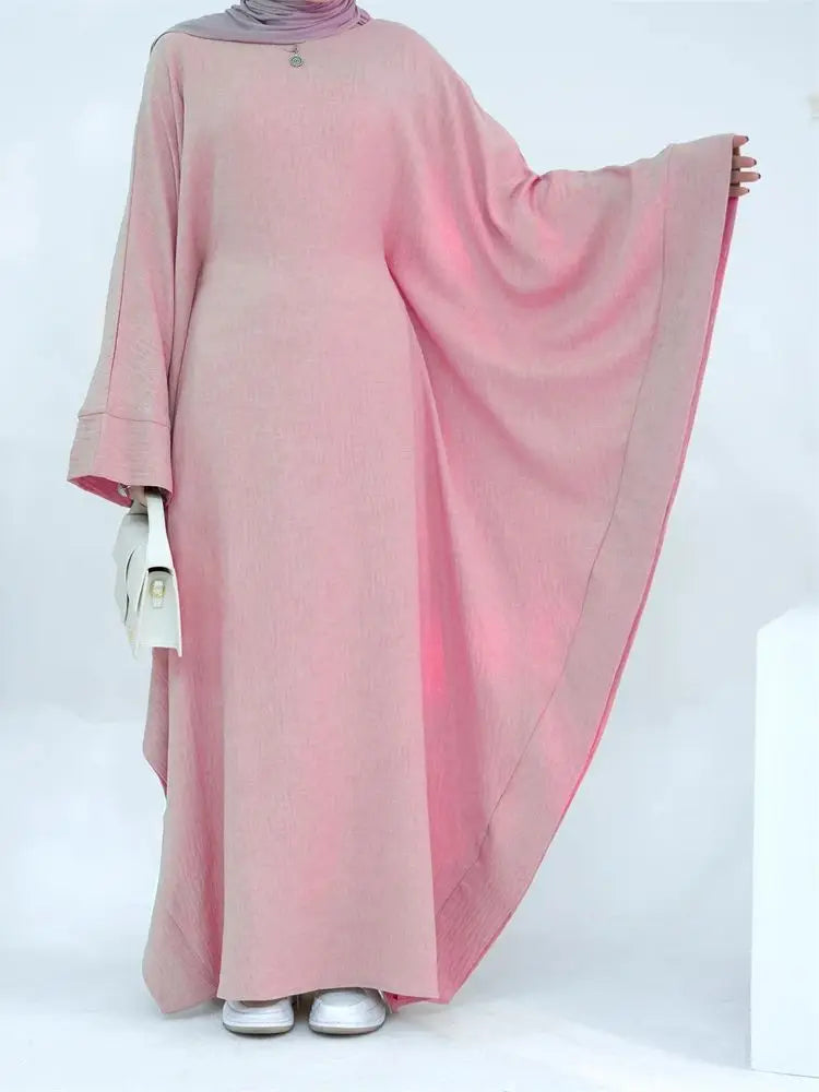 Ramadan Dubai Women Cotton Linen Khimar Abaya Saudi Arabia Turkey Islam Muslim Maxi Modest Dress Kebaya Robe Femme Musulmane