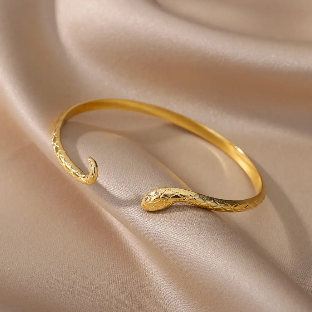 Bracelets Luxury Woman Snake Bracelet for Women Men Vintage Gold Color Stainless Steel Bracelet Luxury Cuff Bracelets Aesthetic Jewelry pulseras mujer